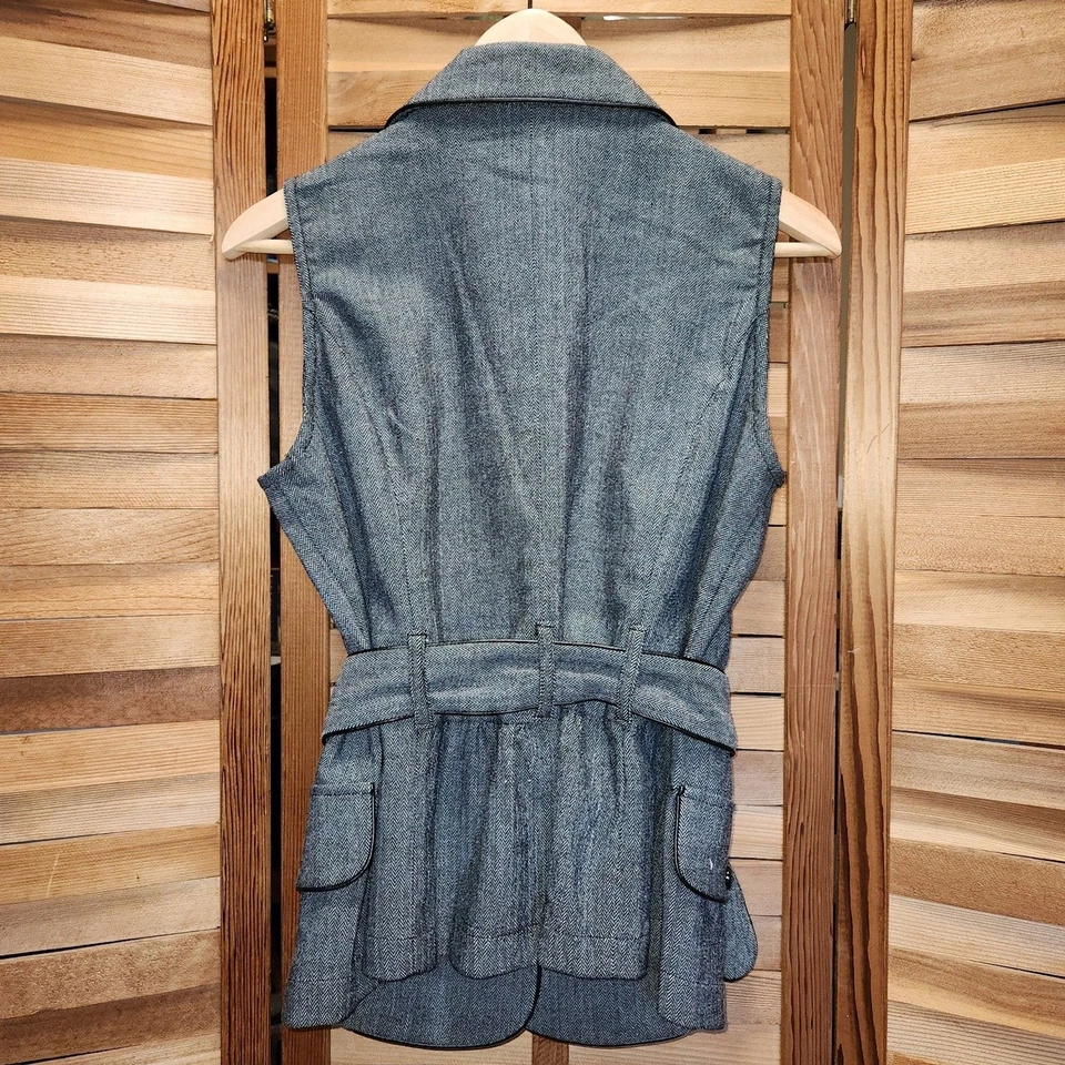 Colete de tweed Monroe & Main cinza feminino fecho de 10 botões couro sintético poliéster - Imagem 2 de 4