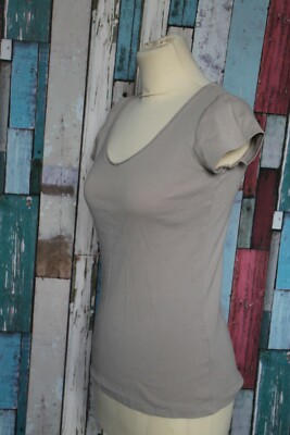 T-shirt Basique Femme Camaïeu - Taille S - Coloris Beige - Occasion Très Bon État
