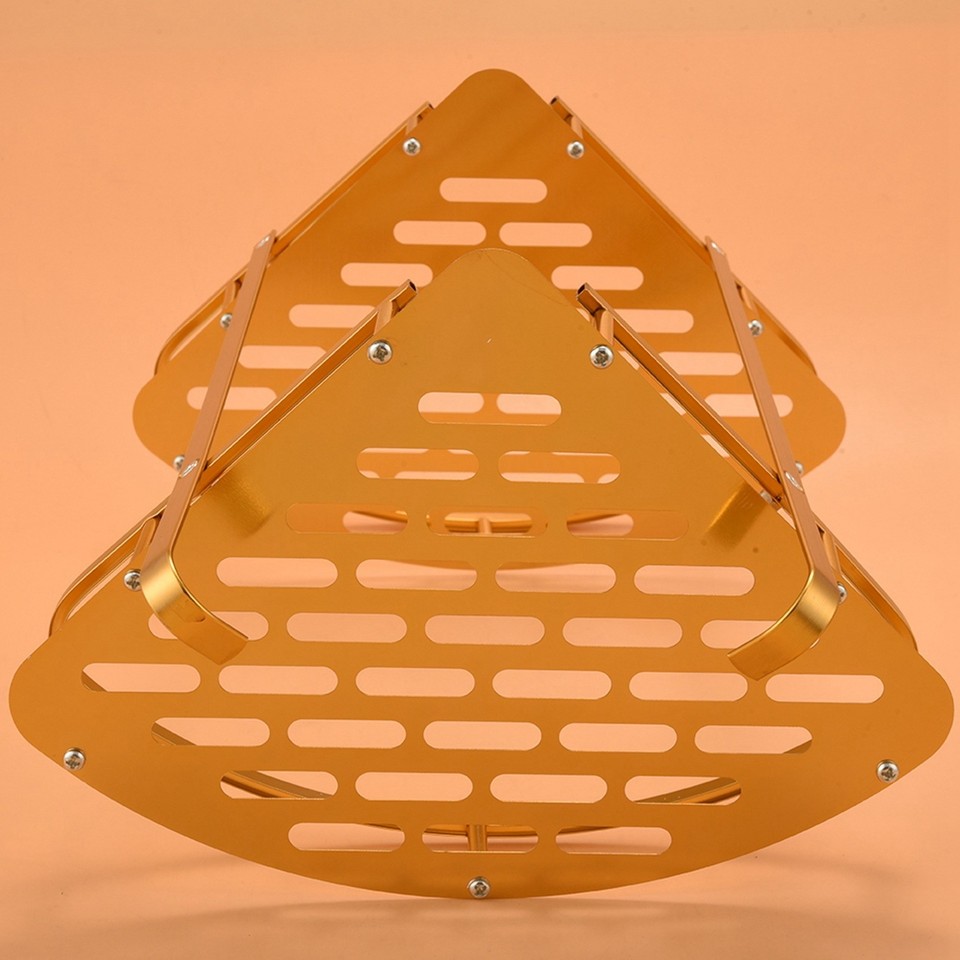 2X(Bathroom Gold Shelf Shower Wall Mounted Corner Basket Shampoo