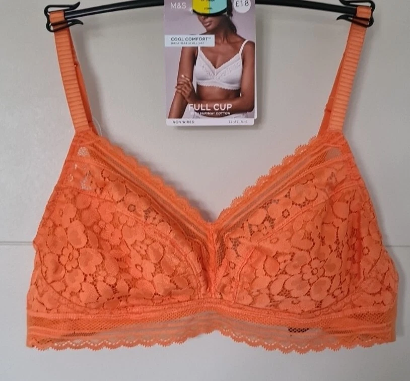 Marks & Spencer M&S non wired orange Cool Comfort™ full cup bra, size 38A  BNWT