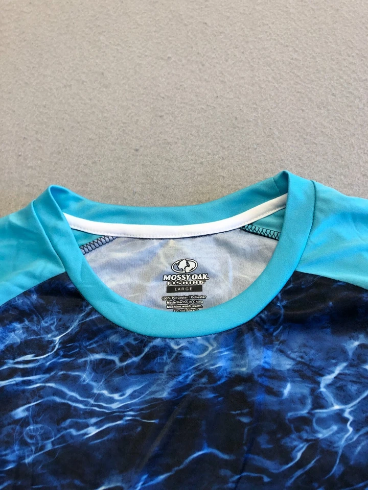 Camisa de pesca Mossy Oak para hombre grande azul camuflaje de agua deportes al aire libre camiseta Foto 2 de 4