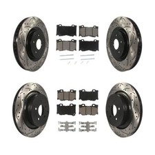 Drilled Slot Brake Rotor Ceramic Pad Front Rear Kit For INFINITI Q50 M37 Q60 Q70