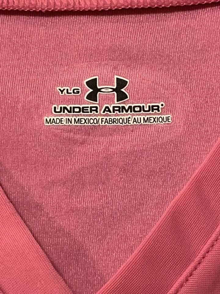 Under Armour Girls Youth Large V Neck Compression Shirt Pink BNWOT - Image 3 of 4
