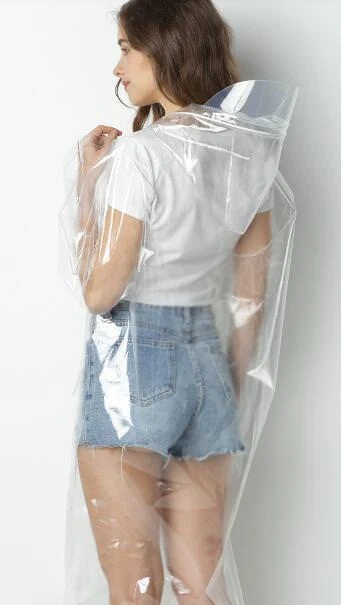 Impermeable Transparente Estilo Pasarela Mujeres Niñas Transparente Elegante Abrigo de Lluvia Chaqueta @ Foto 3 de 4
