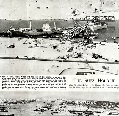 Suez Canal Hold Up Nautical History 1955 Import UK El Ferdan Bridge DWII2