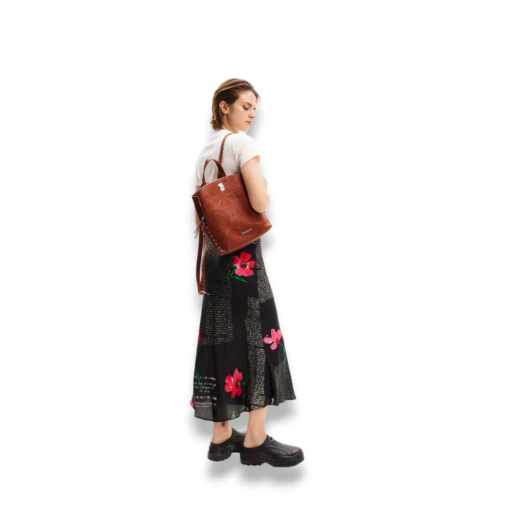 Wit Kleine Rugzak Desigual Dames Rugtas Back_Dejavu Sumy Mini - Wit, één Maat, Geometrisch Bloemenprint 3 Vakken Buiten Binnen Zak