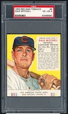 1953 Red Man #9 Dale Mitchell With Tab Indians PSA 4 Looks Nice!