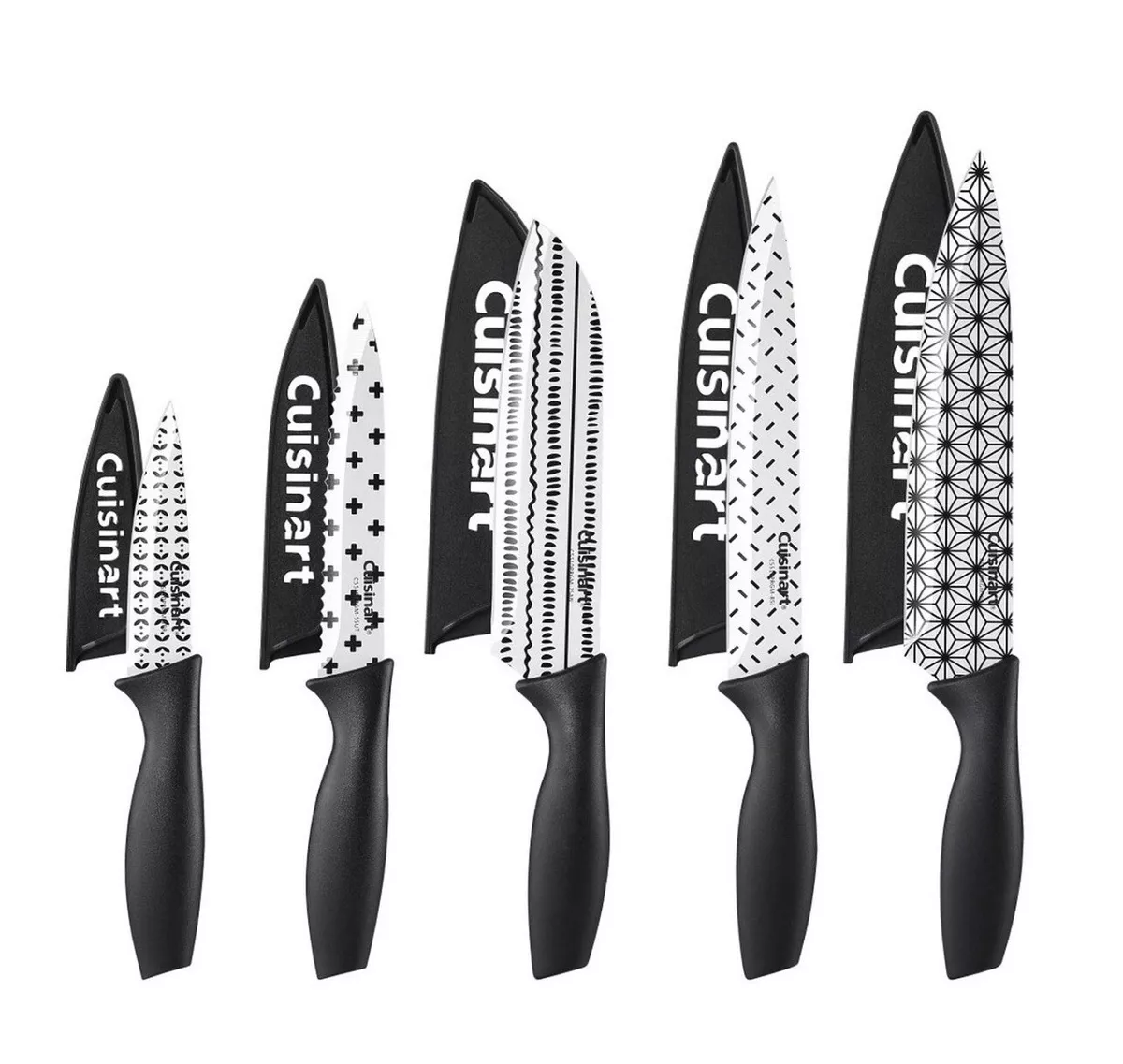 CUISINART ~ 10 Pc Black & White GEOMETRIC Cutlery Set