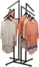 Clothing Rack 4 Way Slant Arms Black Clothes Adjustable Garment Black Chrome