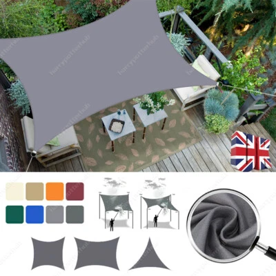WATERPROOF HEAVY DUTY SUN SHADE SAIL GARDEN PATIO AWNING CANOPY 98% UV BLOCK