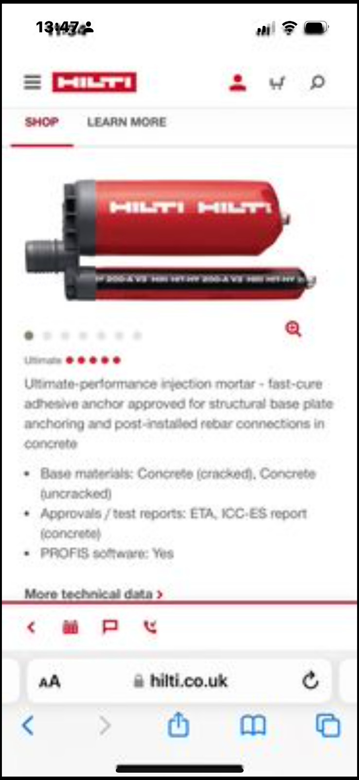 Hilti chemfix for builders 