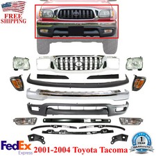 Front Bumper Chrome Complete Kit Grille Lights For 2001-2004 Toyota Tacoma Front Bumper Chrome Complete Kit Grille Lights For 2001-2004 Toyota Tacoma