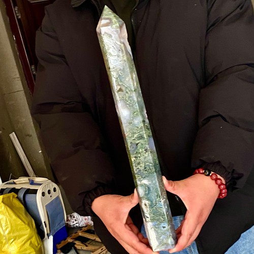 5.19LB Natural water grass agate wide column Obelisk quartz crystal sample colum - 第 2/10 張圖片