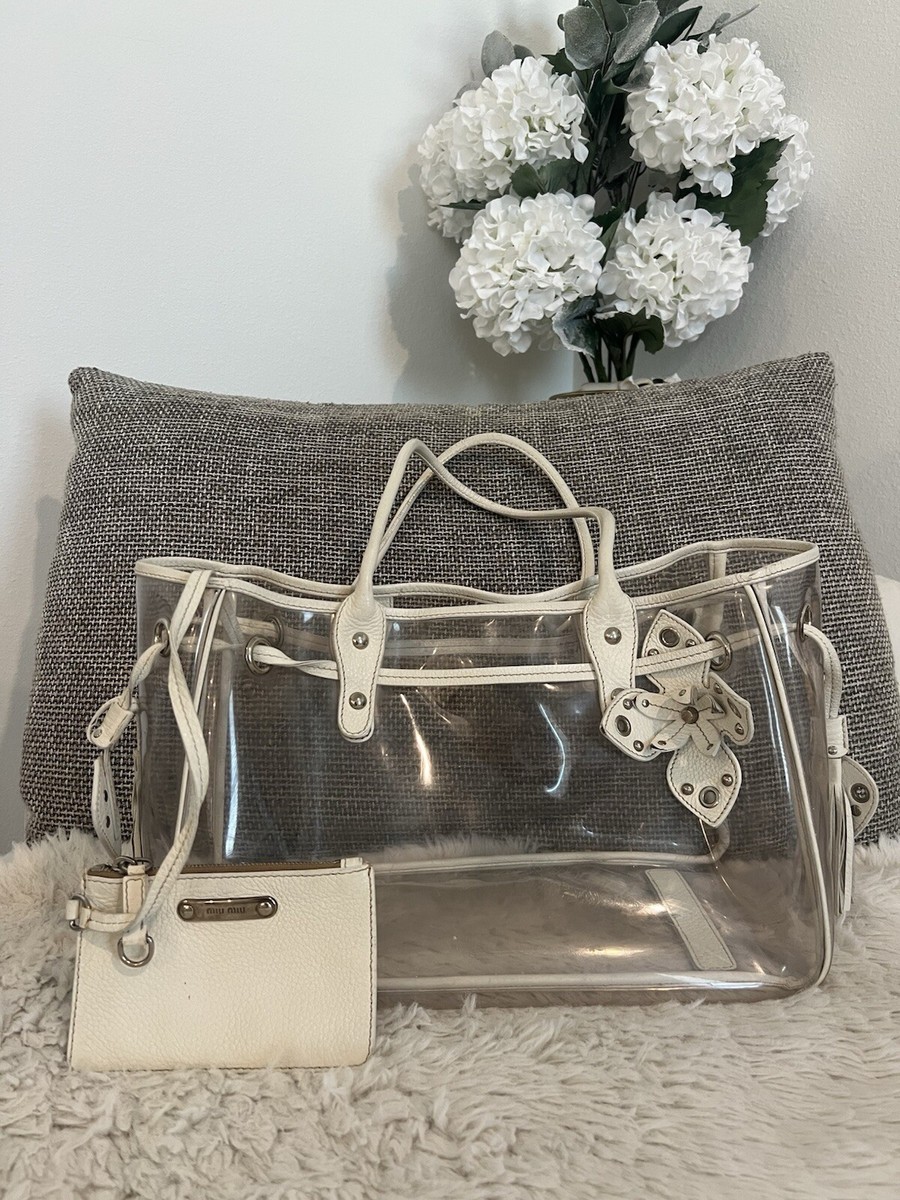 MIU MIU Clear PVC White Clear Large Tote Bag AUTHENTIC | eBay