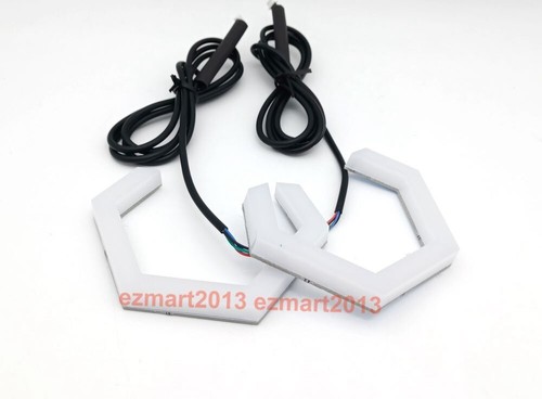 2pcs 90mm 3.54" Hex LED halo Multicolor RGB angel eyes bluetooth Flash lamp DRL - Picture 15 of 15