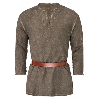 CP-ABENTEUER Wolf Hemd Wikinger Mittelalter Gewandung LARP Tunika Herrenhemd Laces grau-grün