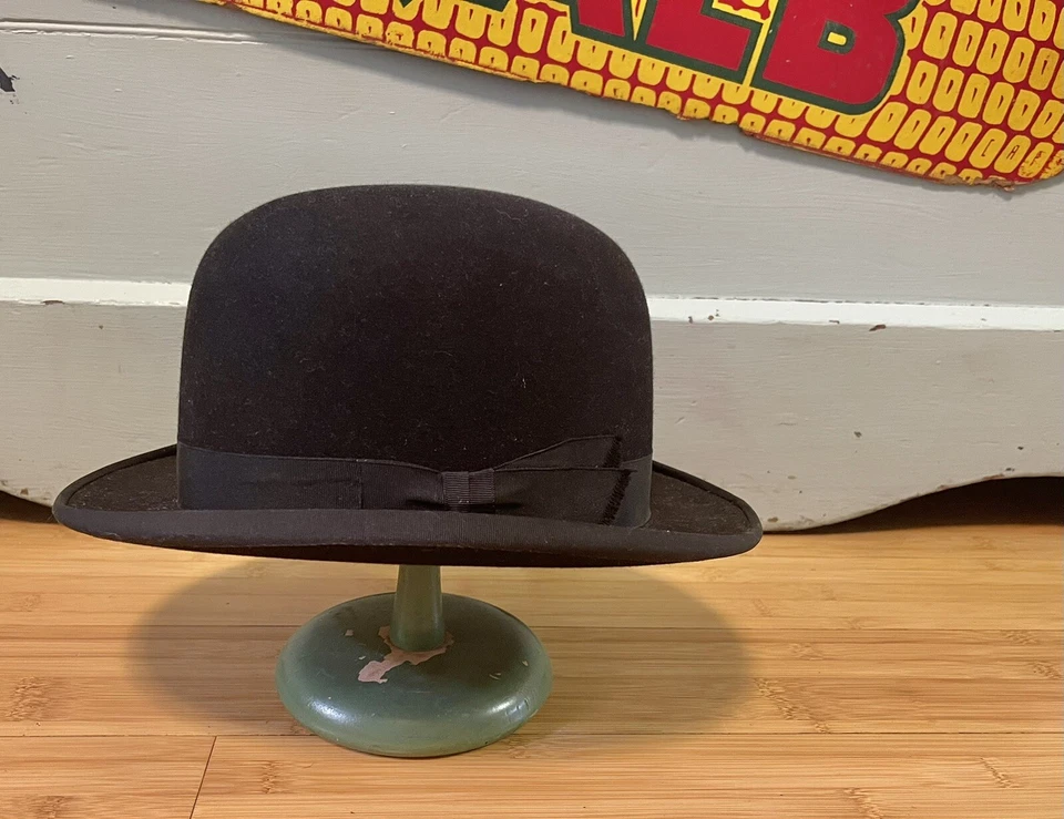 Clásico Vintage Brooks Brothers Bowler/Derby Negro Talla 7 Foto 2 de 4