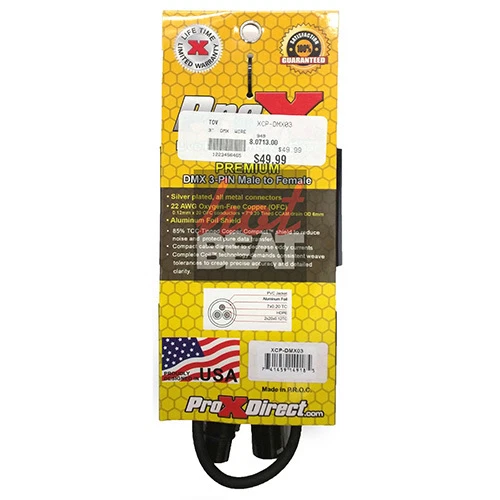 10 pcs ProX 3-Pin Premium Shielded DMX Stage Lighting Data Cable, XCP-DMX03 3ft. - Image 3 of 3