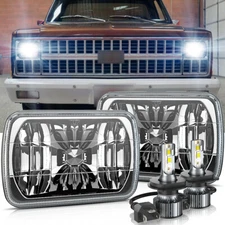 Fit Chevrolet C10 C20 C30 1981-1986 Pair 7x6" LED Headlights Hi/Low Lamps 6000K