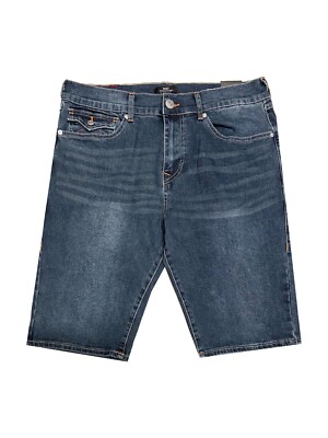 True Religion Men's Ricky Relaxed Straight SN Flap Denim Shorts