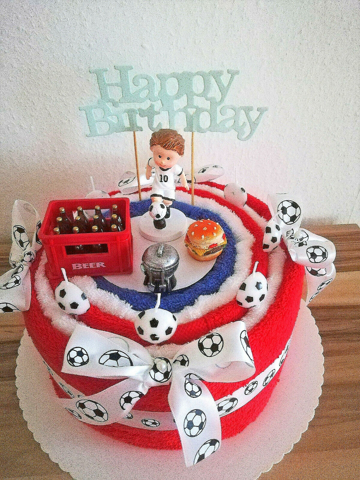 Geburtstagstorte Geschenk für den * Fussball-Fan * Handtuchtorte