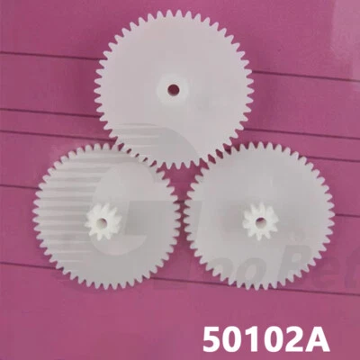 50102A Modul 0,5 Kunststoff Doppelzahnrad 50 Zähne + 10 Zähne für 2mm Motorwelle - Bild 1 von 2