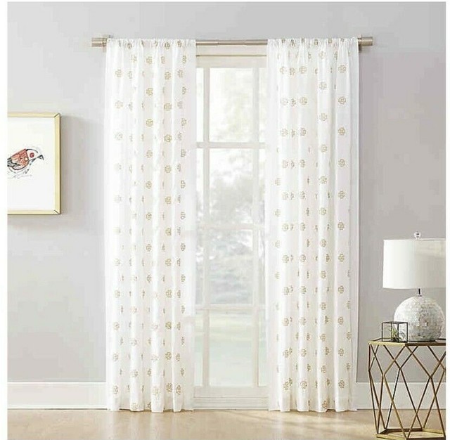 Set Of 2 Harvest Lorenzo Window Curtains Panels Grommet Semi Sheer