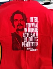 Licensed Sons of Anarchy T-Shirt Size S Red Tigs "Premeditated" New, Never Worn