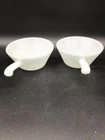 Set of 2 Vintage Fire King Milk Glass Individual Casserole Dish with Handles
