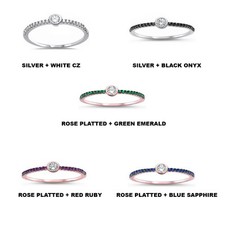 Multi Color Bezel Set Solitaire with Accents 925 Sterling Silver Engagement Ring