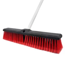 18" Push Broom Heavy Duty Large Outdoor Sweeping Broom Wide Industrial Scrub Bru