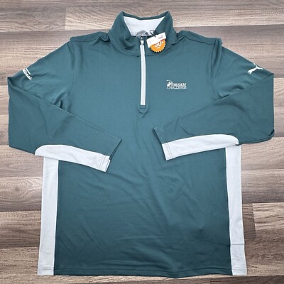 NWT Puma Quarter Zip Golf Pullover UV 50+ Protection Green Dream Challenge Large