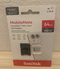 LOT of 3 NEW Mobile Mate 64GB Card, MicroSDXC UHS-I Card With Adapter