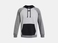 Under Armour Hoodie Mens M - 2XL Gray Black Colorblock Rival Fleece Sweatshirt