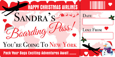 Weihnachtsbordkarte Flugzeugticket maßgeschneidertes Geschenk Weihnachtsgeschenk Schreiben & Wischen 