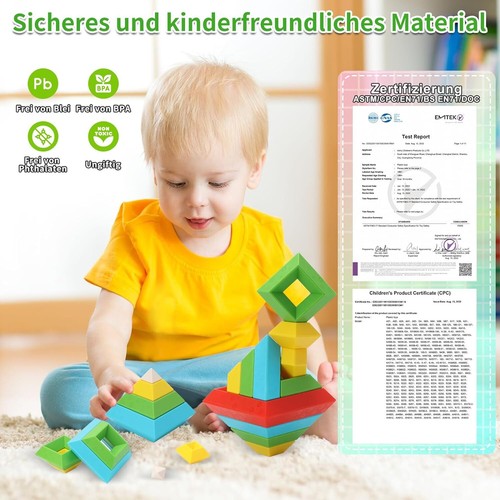30 Pcs Pyramid Building Blocks Set Montessori Stacking Educational Toy For Kids - Picture 4 of 21