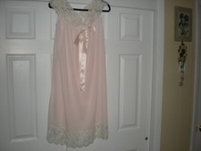 Aristocraft by Superior Pink Nylon Nightgown with Lace Trim - Size S
