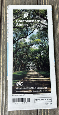 Vintage 1995 Southeastern States American Automobile Association Map 