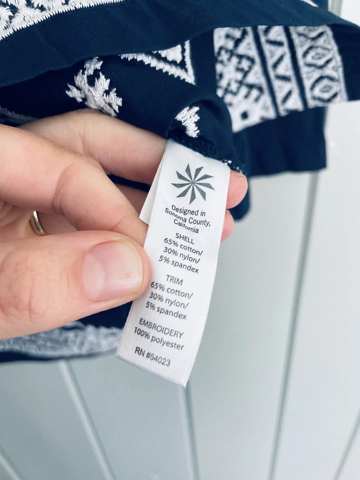 Vestido Athleta XS Desierto Diamante Túnica Kimssa Azul Marino Bordado Cuello en V Boho Foto 4 de 4