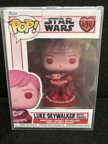 Funko Pop Star Wars #494 Luke Skywalker With Grogu Valentinstag - Bild 1 von 5