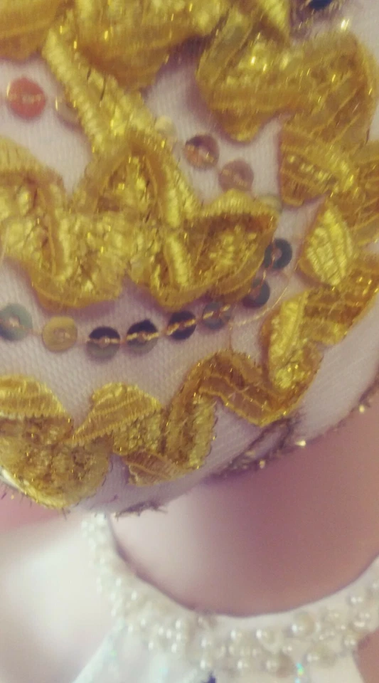 DESIGN FASHION MASK, TRIPLE LAYER, FILTER POCKET, YELLOW LACE 3 SIZES - Image 3 of 4