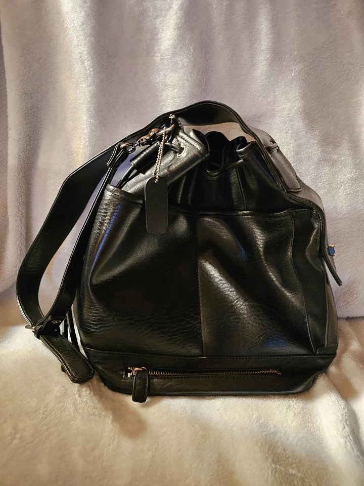 Bolso Coach Legacy vintage de cuero negro con cordón con bolsillo lateral Foto 2 de 4