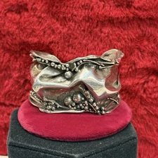 Vtg Signed Designer Stan D Modernist Sterling Silver Brutal Unisex Cuff Bracelet