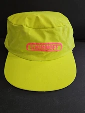VINTAGE SMIRNOFF  VODKA ADJUSTABLE SNAPBACK NEON LIME GREEN PAINTERS CAP HAT ***