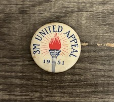 Vintage 3M United Appeal Torch 1951 Pinback Button