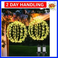 Hanging Iron Sphere Lights with Artificial Greenery – 12Inch 120 LED Waterpro...