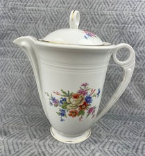 Cafetière ancienne porcelaine décor floral peint main vintage shabby chic