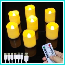 Rechargeable Tea Lights with Remote Timer, Battery Operated Flameless Votive ...