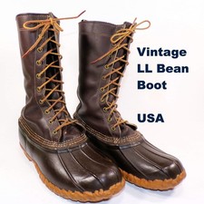 LL Bean Vintage Boots Mens 10M 2045001 Lace-Up 10-Eyelet Hunting Wet Conditions