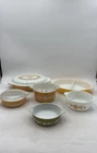 Pyrex Multicolor Floral Butterfly Gold Kitchenware Casserole Dishes Lot Of 5